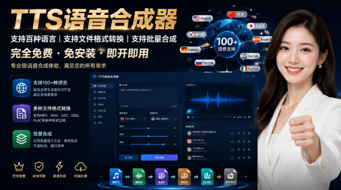 最新TTS配音,支持批量,支持文件格式转换,功能超多-宇文网创