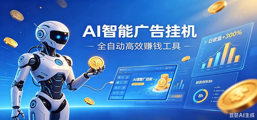 AI智能广告挂机，小白轻松上手，在家自动赚收益-宇文网创