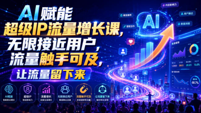AI赋能超级IP流量增长课,无限接近用户,流量触手可及,让流量留下来-宇文网创