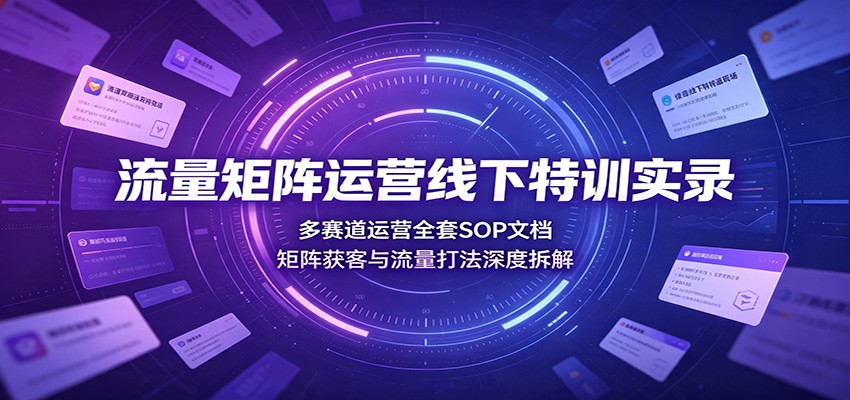 流量矩阵运营线下特训实录：多赛道运营全套SOP文档，矩阵获客与流量打法深度拆解-宇文网创