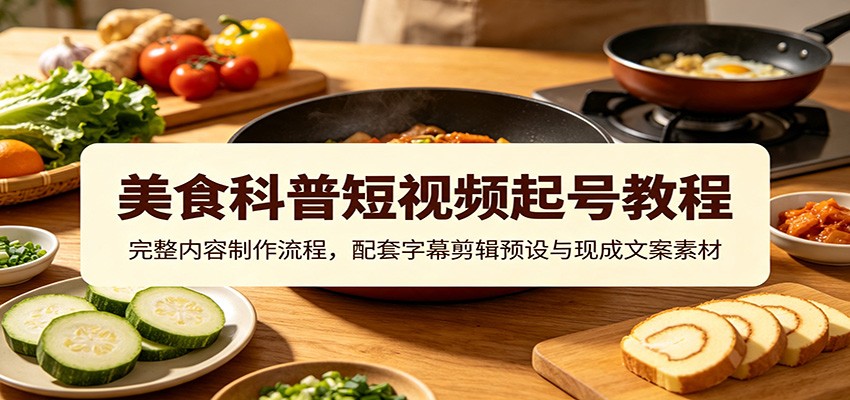 美食科普短视频起号教程:完整内容制作流程,配套字幕剪辑预设与现成文案素材-宇文网创