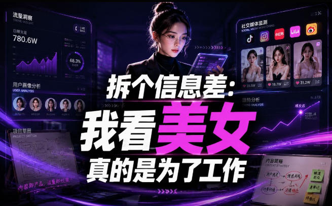 【理直气壮】我给看美女找了一个非常恰当的理由，信息差项目-宇文网创