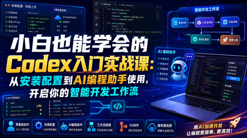 小白也能学会的Codex入门实战课:从安装配置到AI编程助手使用,开启你的智能开发工作流-宇文网创