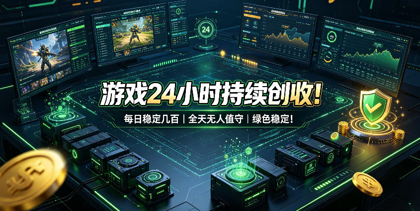 游戏24小时持续创收！每日稳定几百，全天无人值守，绿色稳定！【揭秘】-宇文网创