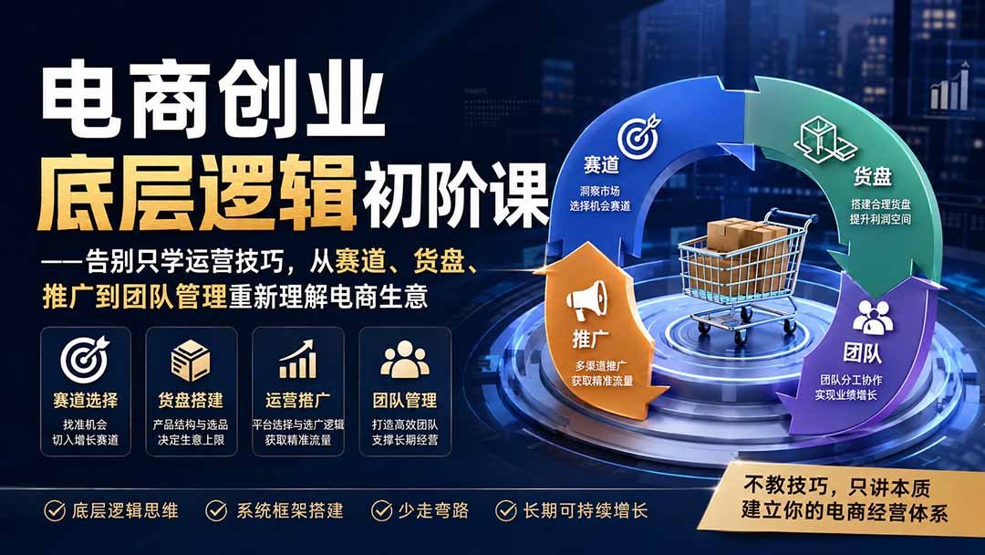（19926期）电商创业底层逻辑初阶课——告别只学运营技巧，从赛道、货盘、推广到团队管理重新理解电商生意-宇文网创