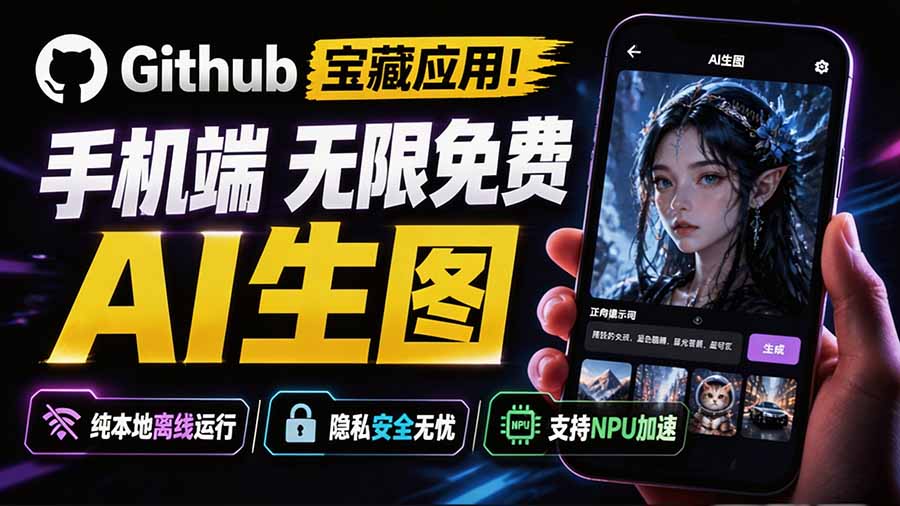 （19681期）Github宝藏应用！手机端无限免费AI 生图，纯本地离线运行，支持NPU加速 斩获3.1k stars，local-dream-宇文网创