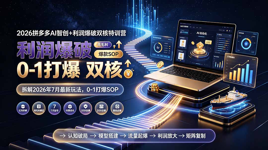 (19804期)2026拼多多AI智创+利润爆破双核特训营-更新:拆解2026年7月最新玩法,0-1打爆SOP-宇文网创