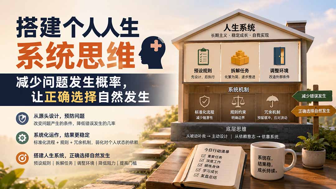 (19985期)付费文章:搭建个人人生系统思维:减少问题发生概率,让正确选择自然发生-宇文网创