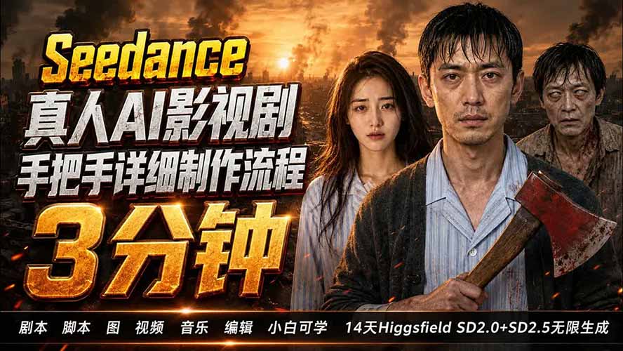 （19706期） 3分钟真人AI影视剧怎么做？SD 2.0手把手完整制作流程｜Higgsfield 14天SD 2.0/2.5无限生成-宇文网创