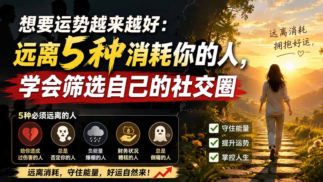 (19965期)付费文章:想要运势越来越好:远离5种消耗你的人,学会筛选自己的社交圈-宇文网创