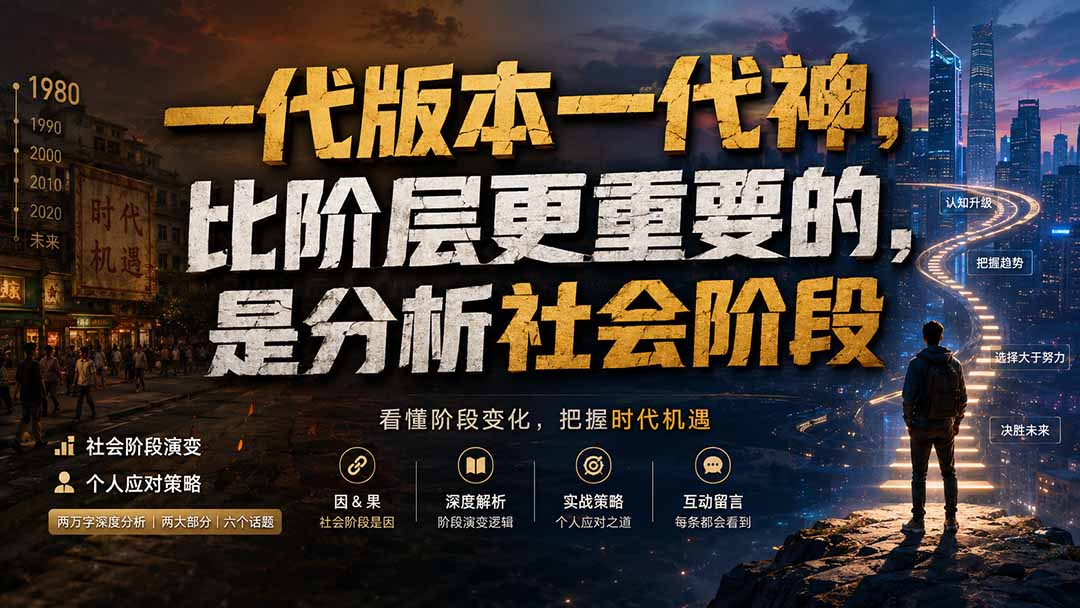(19745期)付费文章:一代版本一代神,比阶层更重要的,是分析社会阶段-宇文网创