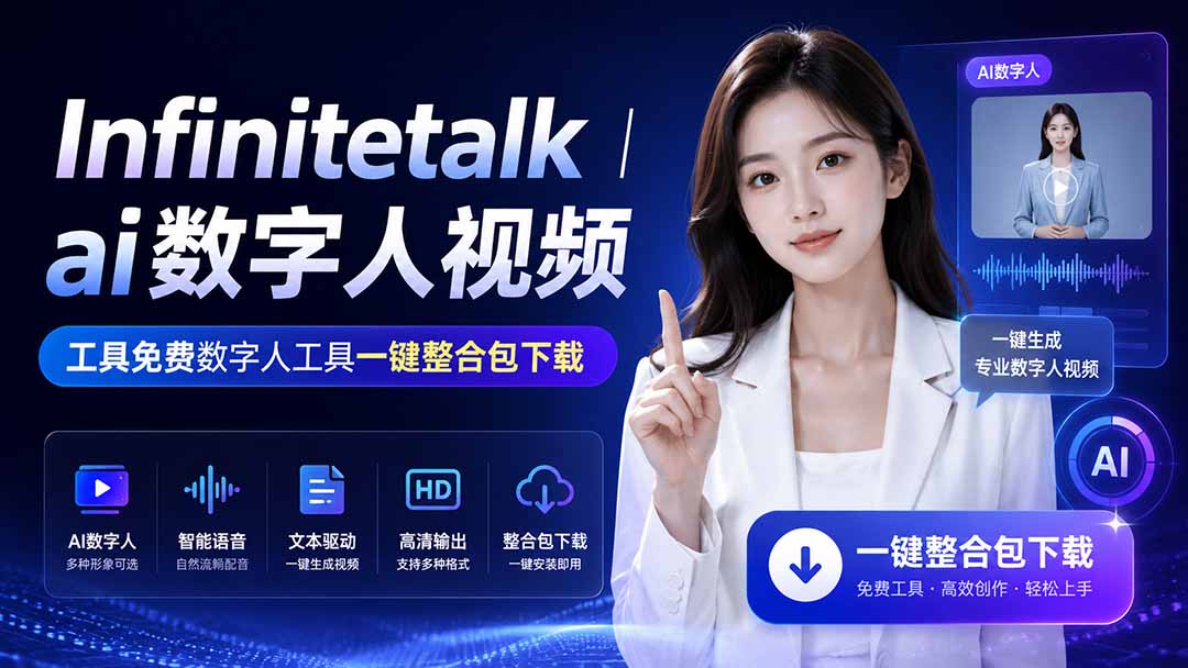 (20008期)Infinitetalk丨ai数字人视频-工具免费数字人工具一键整合包下载-宇文网创