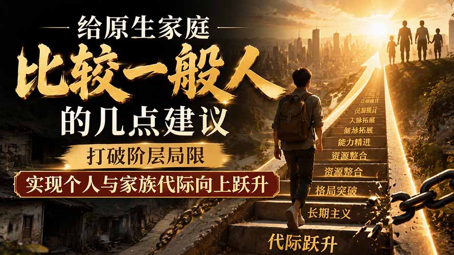 （19708期）付费文章：给原生家庭比较一般人的几点建议，打破阶层局限，实现个人与家族代际向上跃升-宇文网创