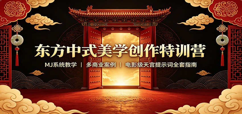 东方中式美学创作特训营：MJ系统教学，多商业案例，电影级天宫提示词全套指南-宇文网创