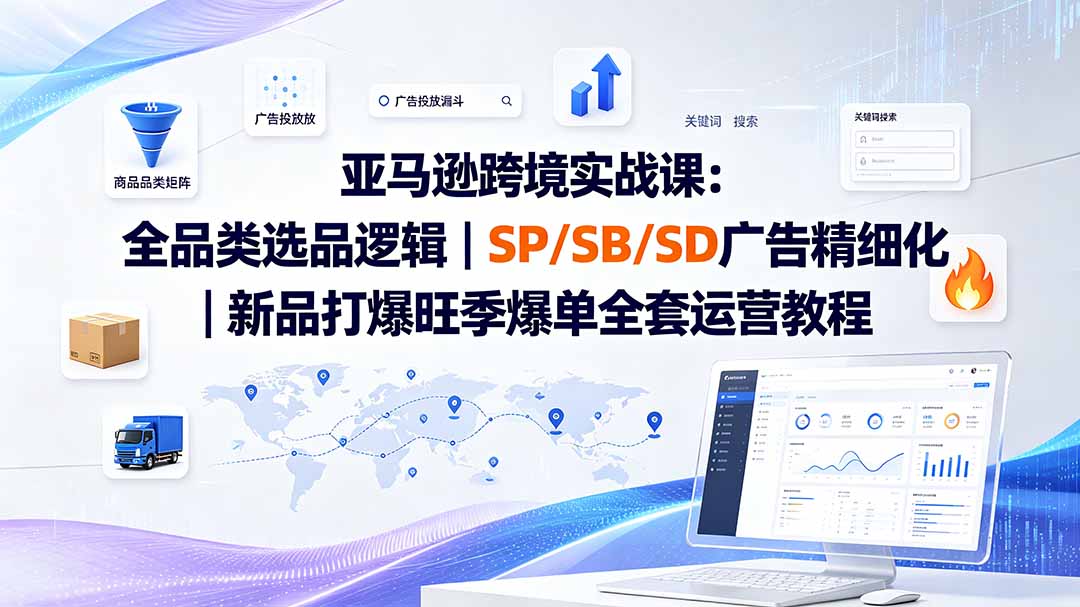 （20160期）亚马逊跨境实战课-更新8月：全品类选品逻辑｜SP/SB/SD广告精细化｜新品打爆旺季爆单全套运营教程-宇文网创