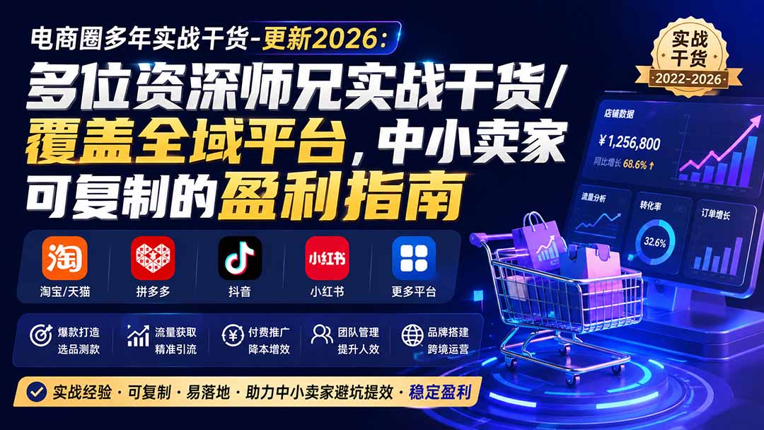 （20012期）电商圈多年实战干货-更新2026：多位资深师兄实战干货/覆盖全域平台，中小卖家可复制的盈利指南-宇文网创