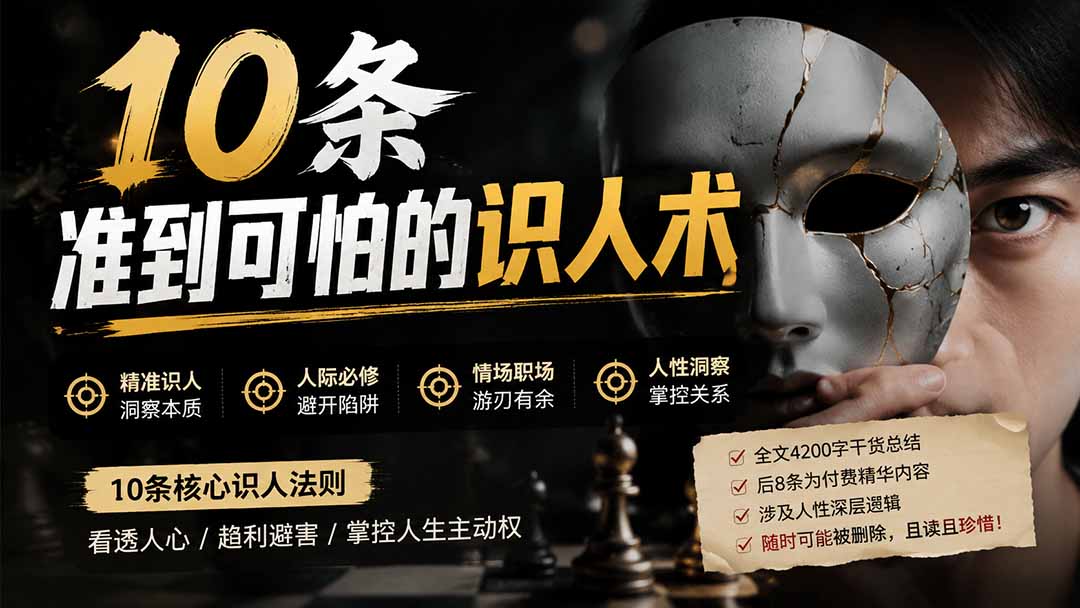 (19751期)付费文章:分享10条准到可怕的识人术术,希望能帮到大家。-宇文网创