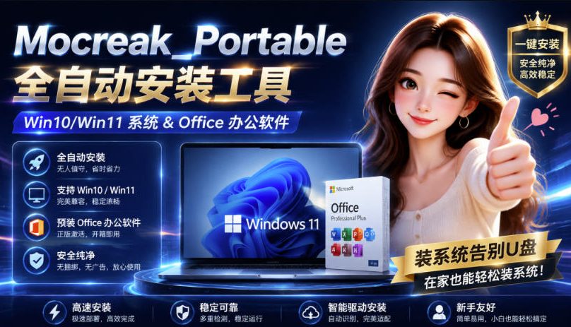 (19970期)Mocreak全自动安装office和win10、win11系统,告别U盘装系统,使用安全可靠-宇文网创