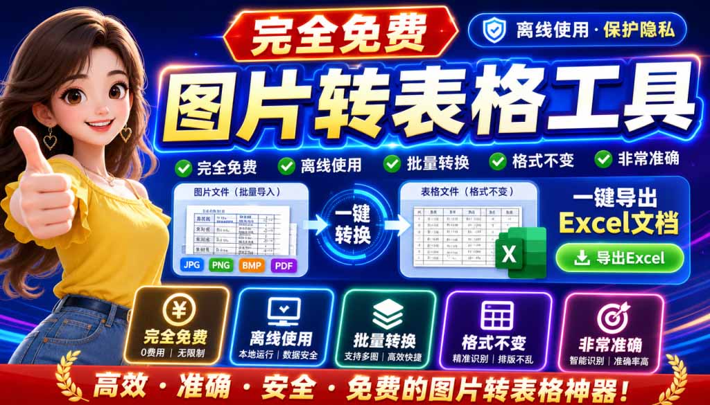 (19972期)图片表格识别提取工具,支持一键从图片中智能提取表格并导出Excel文件,可离线免网运行,FastTableOCR-宇文网创
