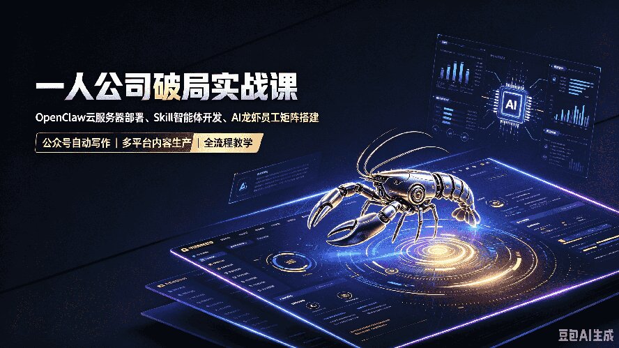 (19995期)一人公司破局实战课|OpenClaw云服务器部署、Skill智能体开发、AI龙虾员工矩阵搭建,公众号自动写作与多平台内容…-宇文网创
