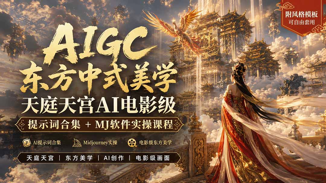 (19998期)AIGC东方中式美学天庭天宫AI电影级提示词合集+MJ软件实操课程-宇文网创