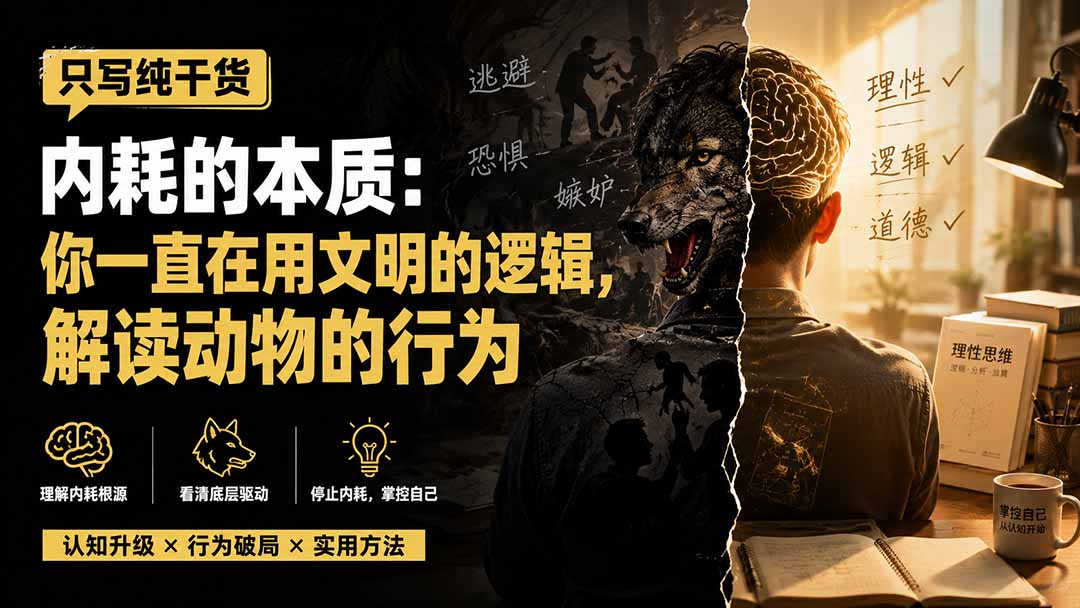 （19849期）付费文章：只写纯干货-内耗的本质：你一直在用文明的逻辑，解读动物的行为-宇文网创