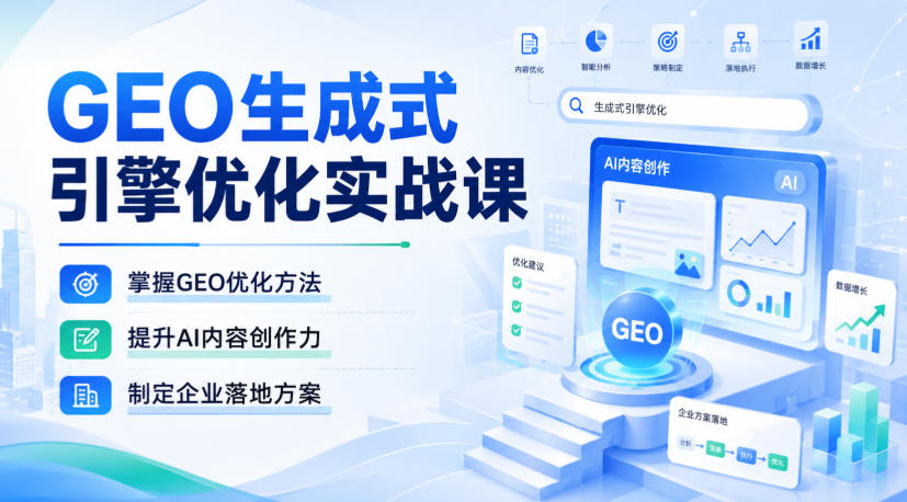 GEO生成式引擎优化实战课，掌握GEO优化方法，提升AI内容创作力，制定企业落地方案-宇文网创