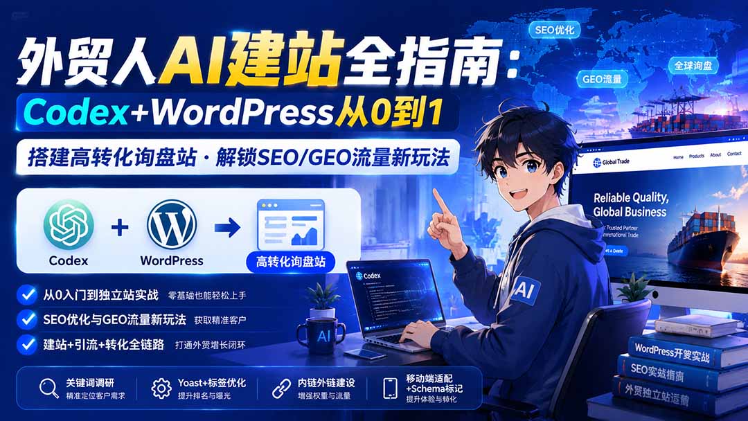 （20003期）外贸人AI建站全指南：Codex+WordPress从0到1·搭建高转化询盘站·解锁SEO/GEO流量新玩法-更新8月-宇文网创