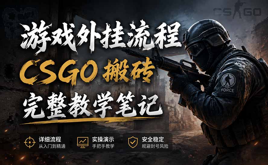 (19719期)游戏挂机全流程笔记分享,CSGO游戏搬砖,小白看了当天学会见收益-宇文网创