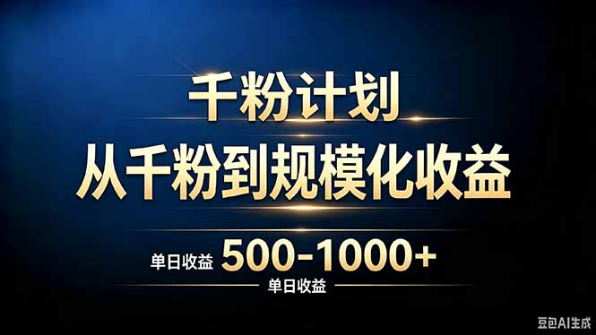 (20078期)抖音千粉账号计划,从千粉到规模化收益 500-1000+单日收益-宇文网创