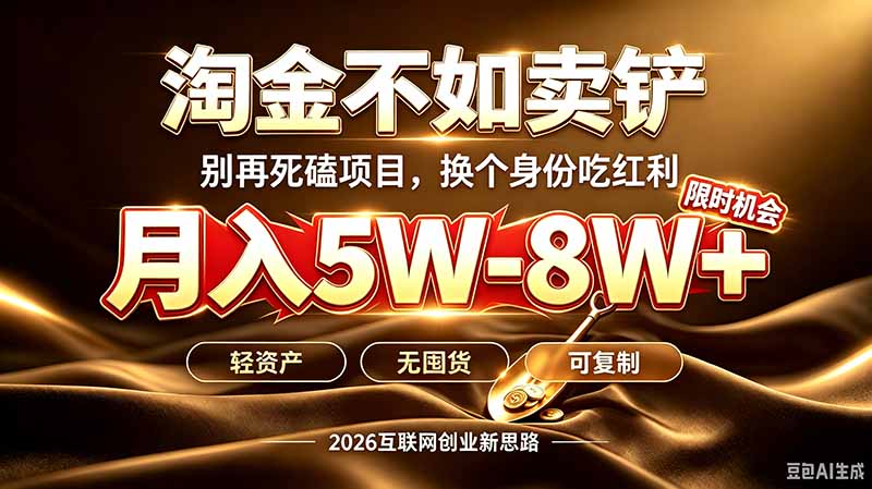 （20152期）别再傻乎乎埋头跑项目！互联网真正赚钱逻辑：做卖铲人，拒绝当韭菜，逆风翻盘月入5-8W+-宇文网创