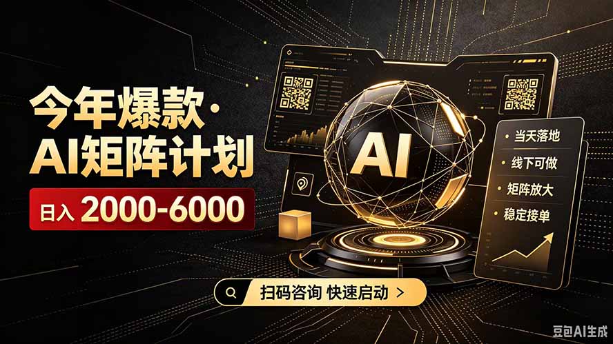 (19703期)AI矩阵计划!日收益3000-8000+,项目绿色长久,安全合规靠谱,可批量放大。扶持工作室和分公司-宇文网创