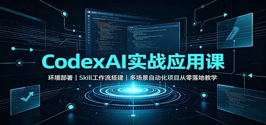 CodexAI实战应用课:环境部署Skill工作流搭建,多场景自动化项目从零落地教学-宇文网创
