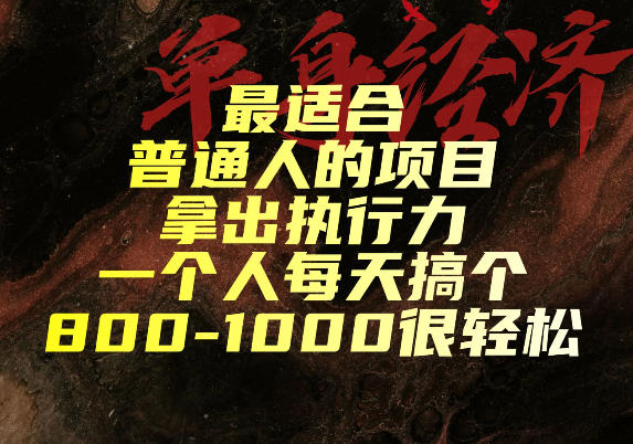 最适合普通人的项目,拿出执行力一个人每天搞个800-1k很轻松【揭秘】-宇文网创