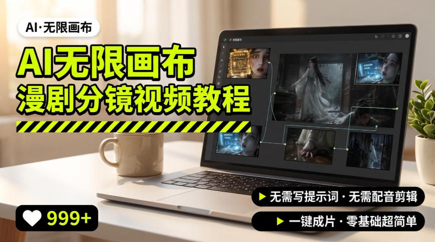 AI无限画布制作爆款漫剧分镜视频搭建教程,无需写脚本,无需制作音频,一键制作超简单-宇文网创