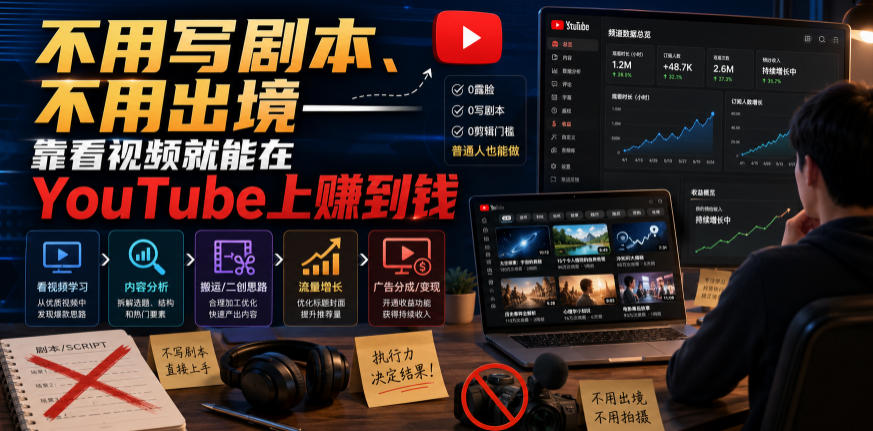 不用写剧本、不用出境——靠看视频就能在YouTube上賺到钱【原创双语字幕】-宇文网创