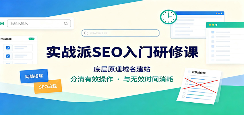 实战派SEO入门研修课：底层原理域名建站，分清有效操作与无效时间消耗-宇文网创