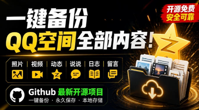一键将你QQ空间全部内容备份下来!照片/视频/动态信息全存本地,Github最新开源项目QzoneArchive-宇文网创