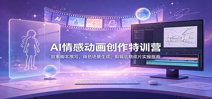 AI情感动画创作特训营：故事脚本撰写，角色场景生成，剪辑后期成片实操指南-宇文网创