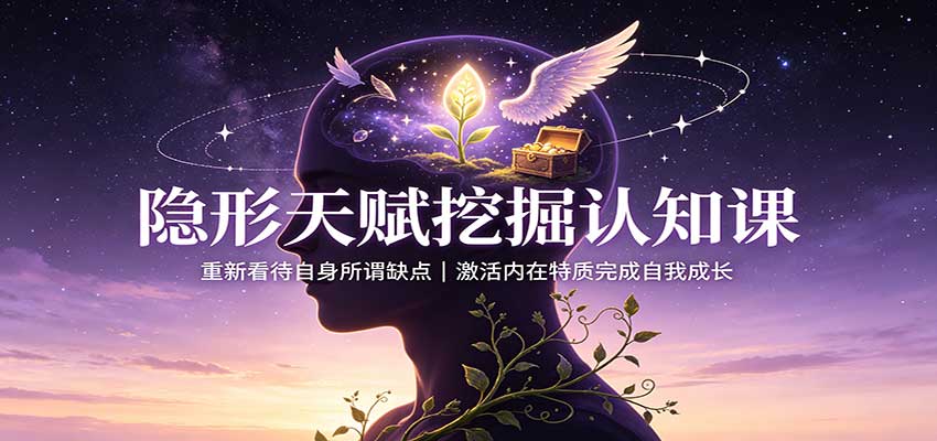 隐形天赋挖掘认知课：重新看待自身所谓缺点，激活内在特质完成自我成长-宇文网创