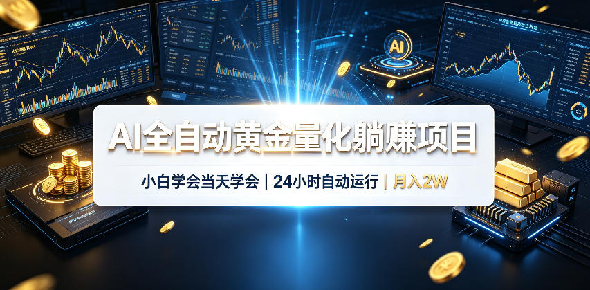AI全自动黄金量化躺賺项目，小白学会当天学会，24小时自动运行，月入2W！【揭秘】-宇文网创