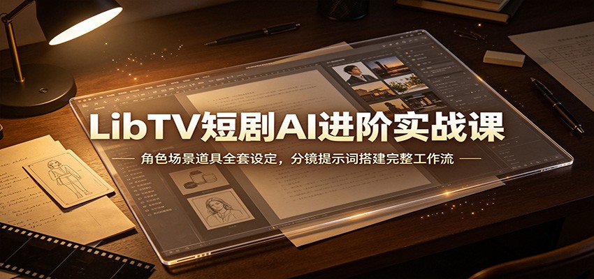 LibTV短剧AI进阶实战课:角色场景道具全套设定,分镜提示词搭建完整工作流-宇文网创