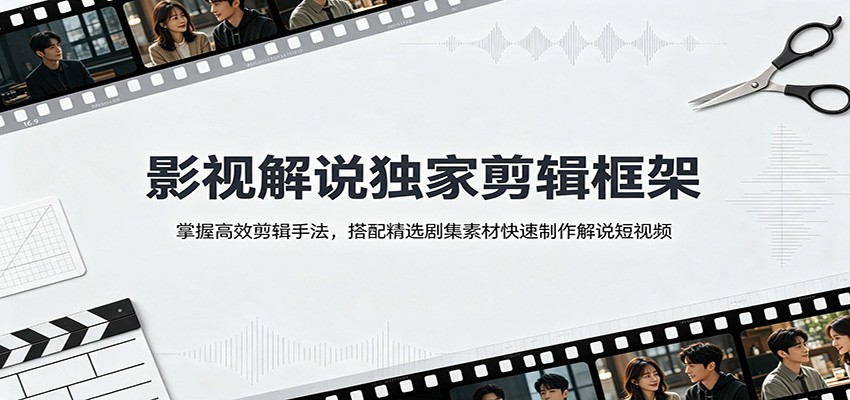 影视解说独家剪辑框架：掌握高效剪辑手法，搭配精选剧集素材快速制作解说短视频-宇文网创
