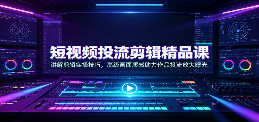 短视频投流剪辑精品课：讲解剪辑实操技巧，高级画面质感助力作品投流放大曝光-宇文网创