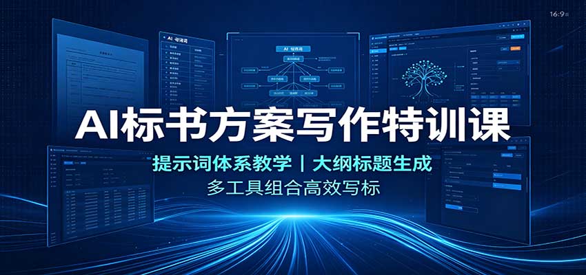 AI标书方案写作特训课:提示词体系教学,大纲标题生成,多工具组合高效写标-宇文网创