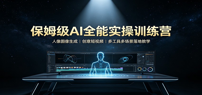 保姆级AI全能实操训练营：人像图像生成，创意短视频，多工具多场景落地教学-宇文网创