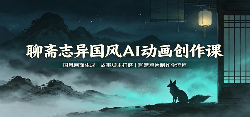 聊斋志异国风AI动画创作课:国风画面生成,故事脚本打磨,聊斋短片制作全流程-宇文网创