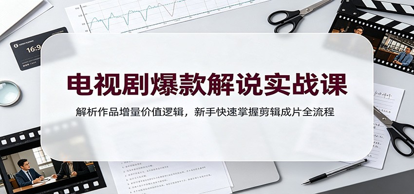 电视剧爆款解说实战课：解析作品增量价值逻辑，新手快速掌握剪辑成片全流程-宇文网创