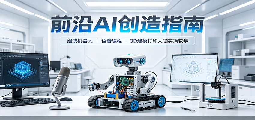 前沿AI创造指南：组装机器人、语音编程、3D建模打印大咖实操教学-宇文网创
