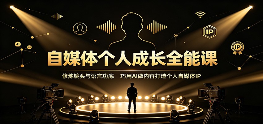 自媒体个人成长全能课：修炼镜头与语言功底，巧用AI做内容打造个人自媒体IP-宇文网创